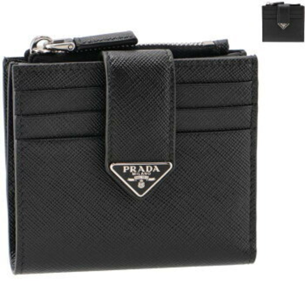 Prada Bifold Wallet Triangle Logo SAFFIANO TAB Coin Purse